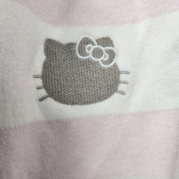 Hello Kitty X Forever 21 sz M  Pink White Striped Button-Up Cardigan oversized - Picture 2 of 11